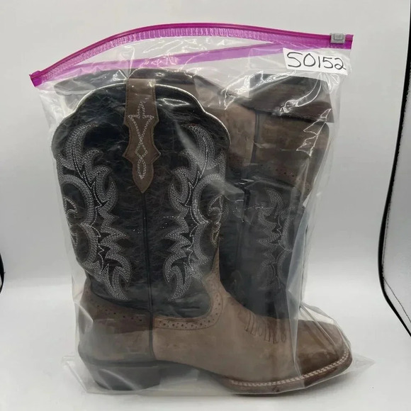 J.B Dillon Men 10B Leather Distressed Western Boots Embroidered Square Toe Rodeo - Picture 16 of 16